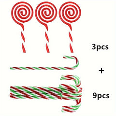 12pcs Christmas Crutch Tree Hanging Decoration Wavy Candy Toy Bundle