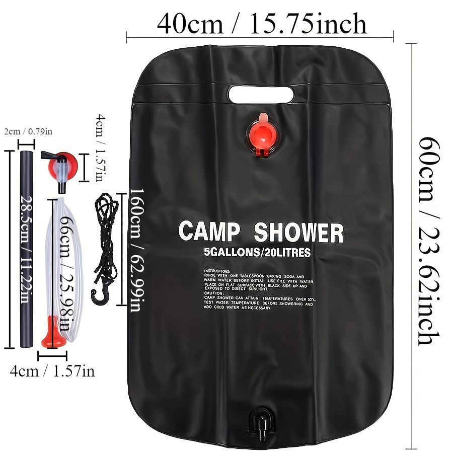 20L Portable Solar Shower Bag for Outdoor Camping & Travel