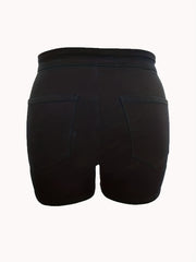 Plus Size Solid High Rise Stretch Denim Shorts