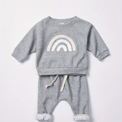 Rainbow Print Top Trousers Set for Toddlers