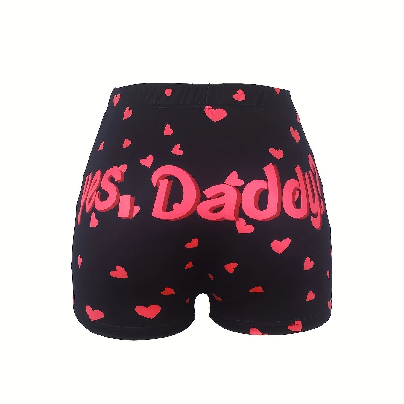 Casual Shorts Women's Plus Heart Letter Print Elastic High Rise