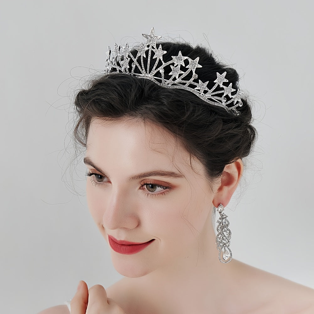 Star Headband Rhinestone Star Crown Bridal Princess Headpiece