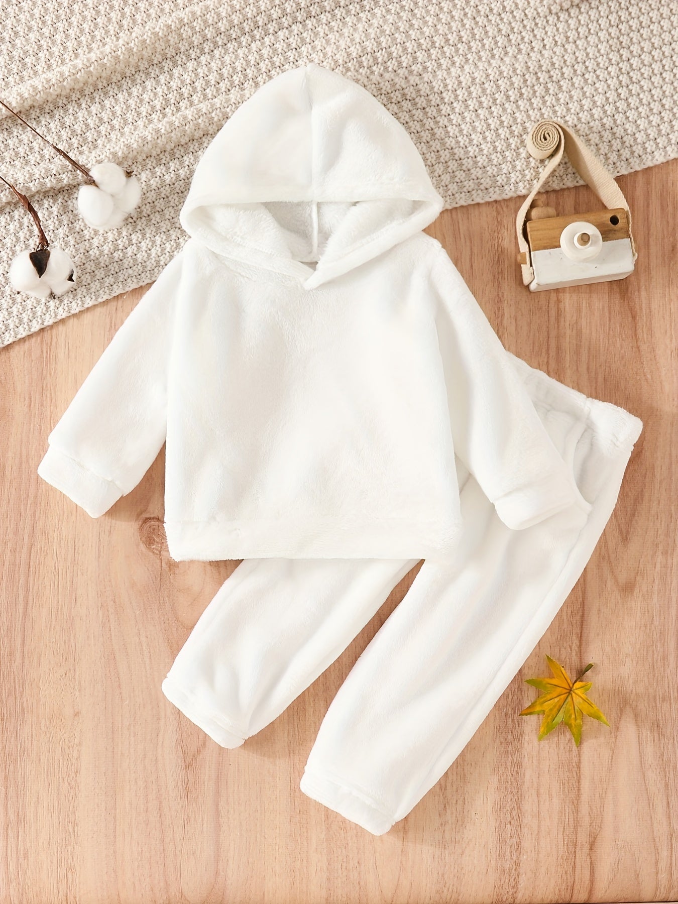 Baby Girls 2pcs Fleece Pajamas Hoodie Top & Pants Set