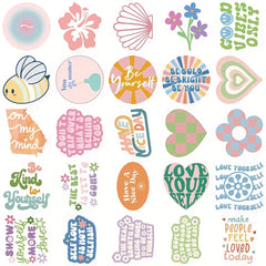 50pcs Pastel Painting Stickers for DIY Journals - English Adhesive Decals