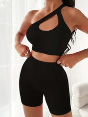 Ribbed Cut Out Sports Outfit Set