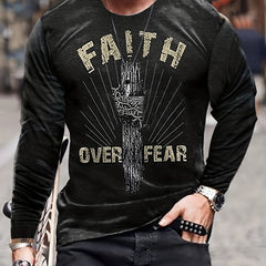 FAITH OVER FEAR Men's Long Sleeve T Shirt Autumn Stylish Tees