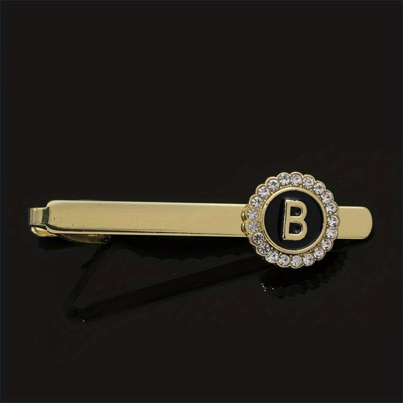 Men's Zirconia Initial Letter Tie Clip