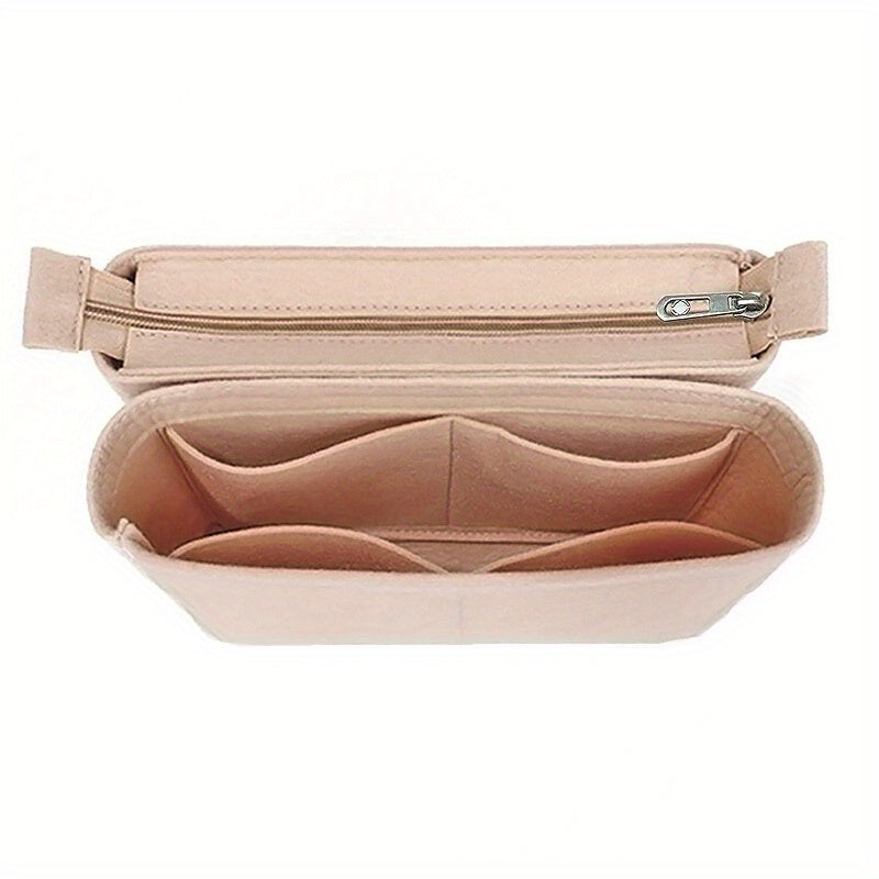 2pcs Felt Insert Organizer Storage Bag Zipper Liner Lightweight Portable Bag