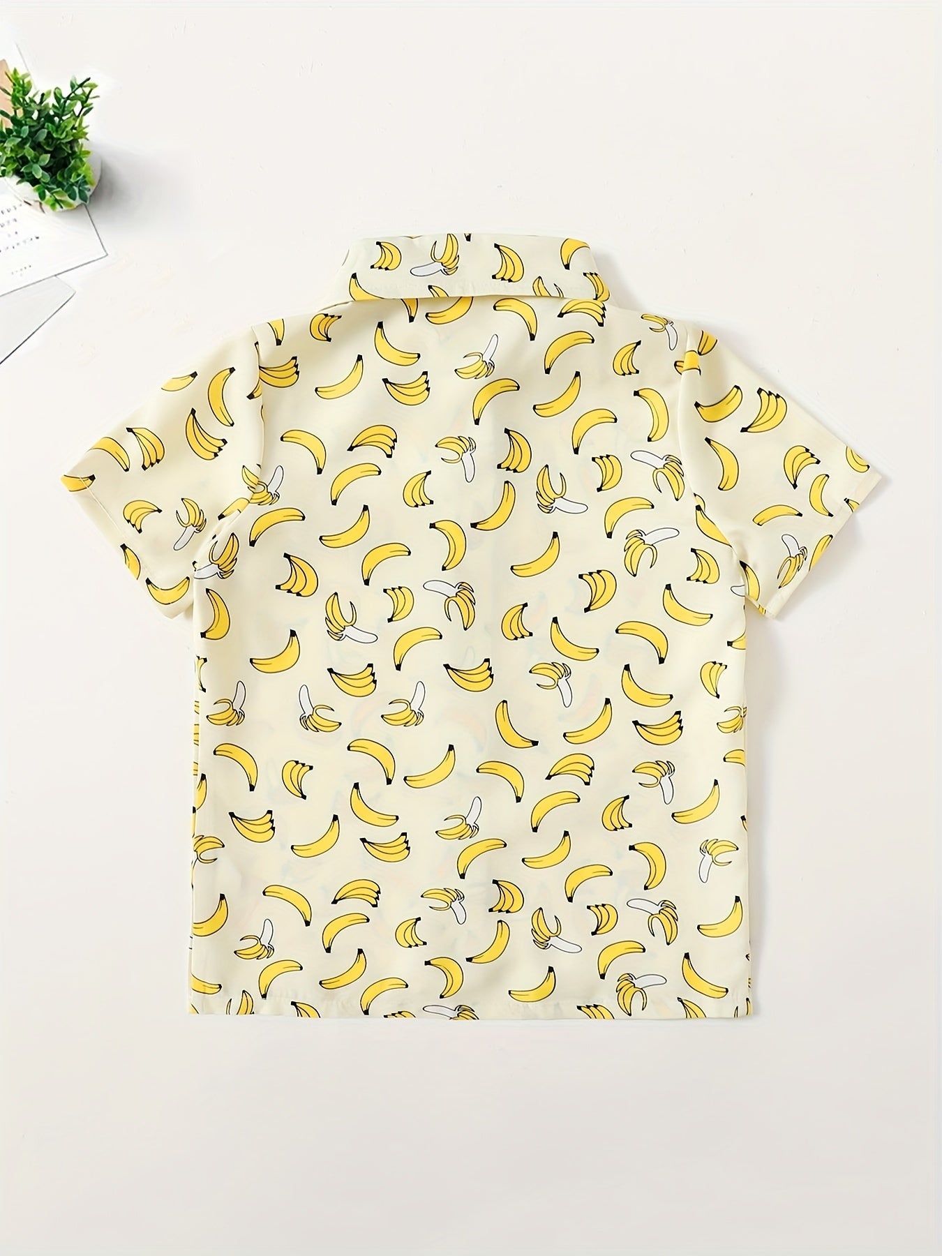 Banana Print Boys Casual Lapel Shirt for Summer