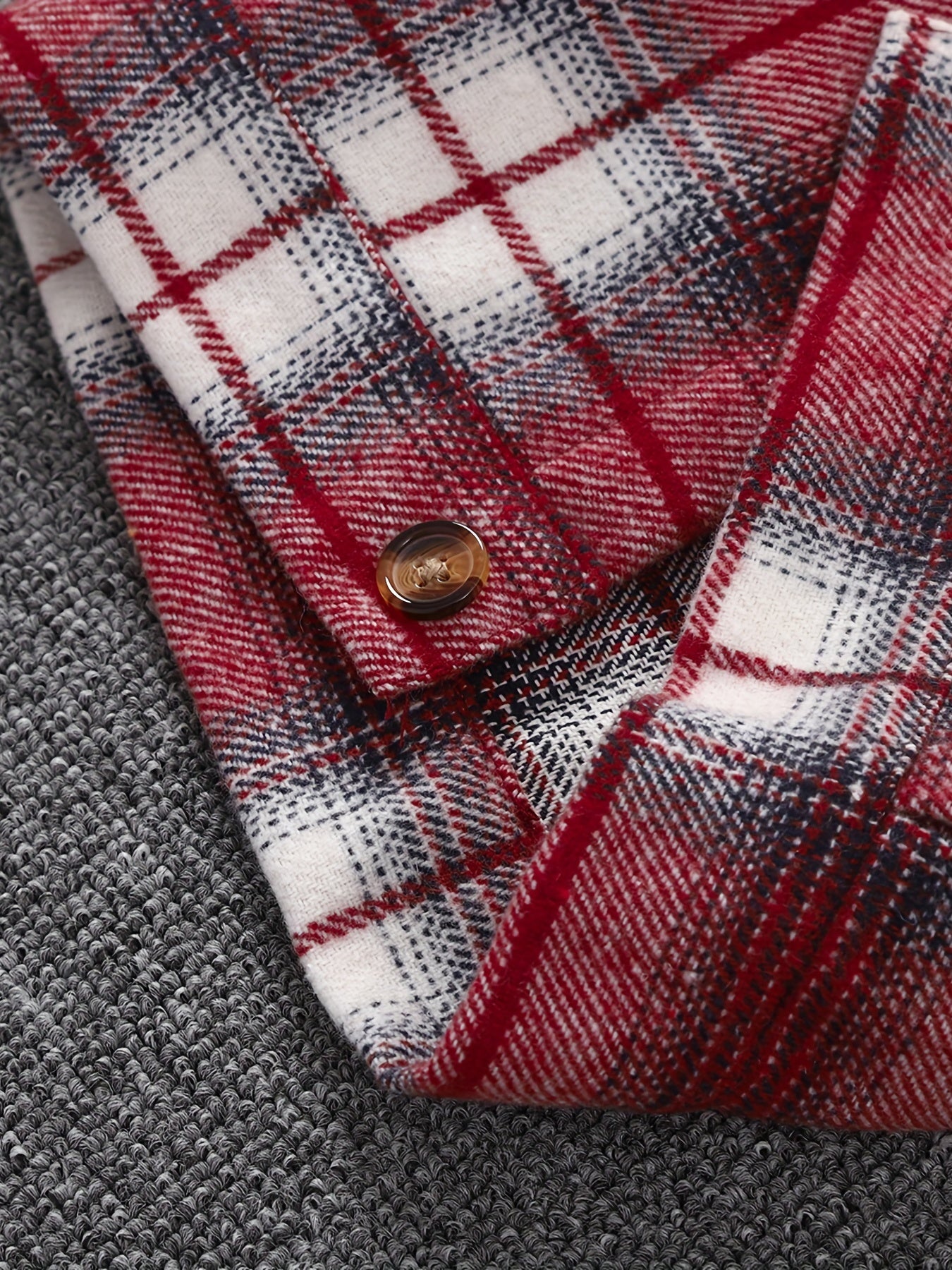 Boys Plaid Stretch Collar Fleece Jacket