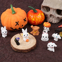 8pcs Halloween Mini Ornaments Rabbit Ghost Cat Dollhouse Toy