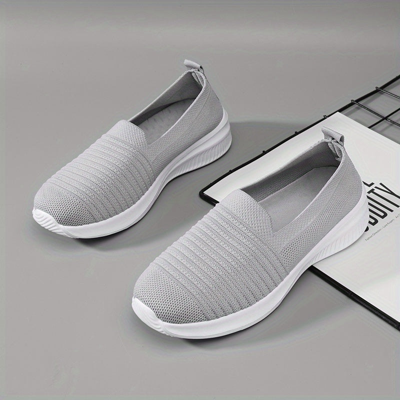 Women's Lightweight Slip On Outdoor Shoes Breathable Flying Woven Sneakers