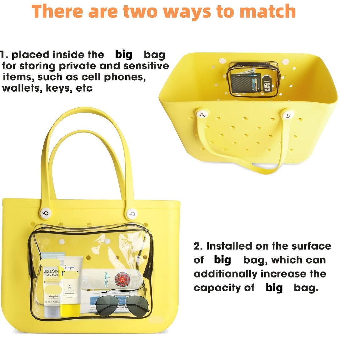 3pcs Clear Bogg Beach Bag Zipper Insert Cosmetic Organizers