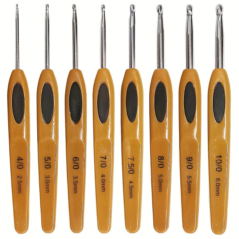 8pcs Plastic Handle Aluminum Crochet Hook Knitting Needles DIY Sewing Tools