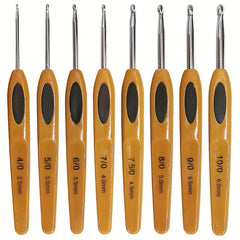 8pcs Plastic Handle Aluminum Crochet Hook Knitting Needles DIY Sewing Tools