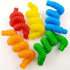 12pcs Colorful Elastic Pop Tubes Sensory Stretch & Squawk Toys for Relax