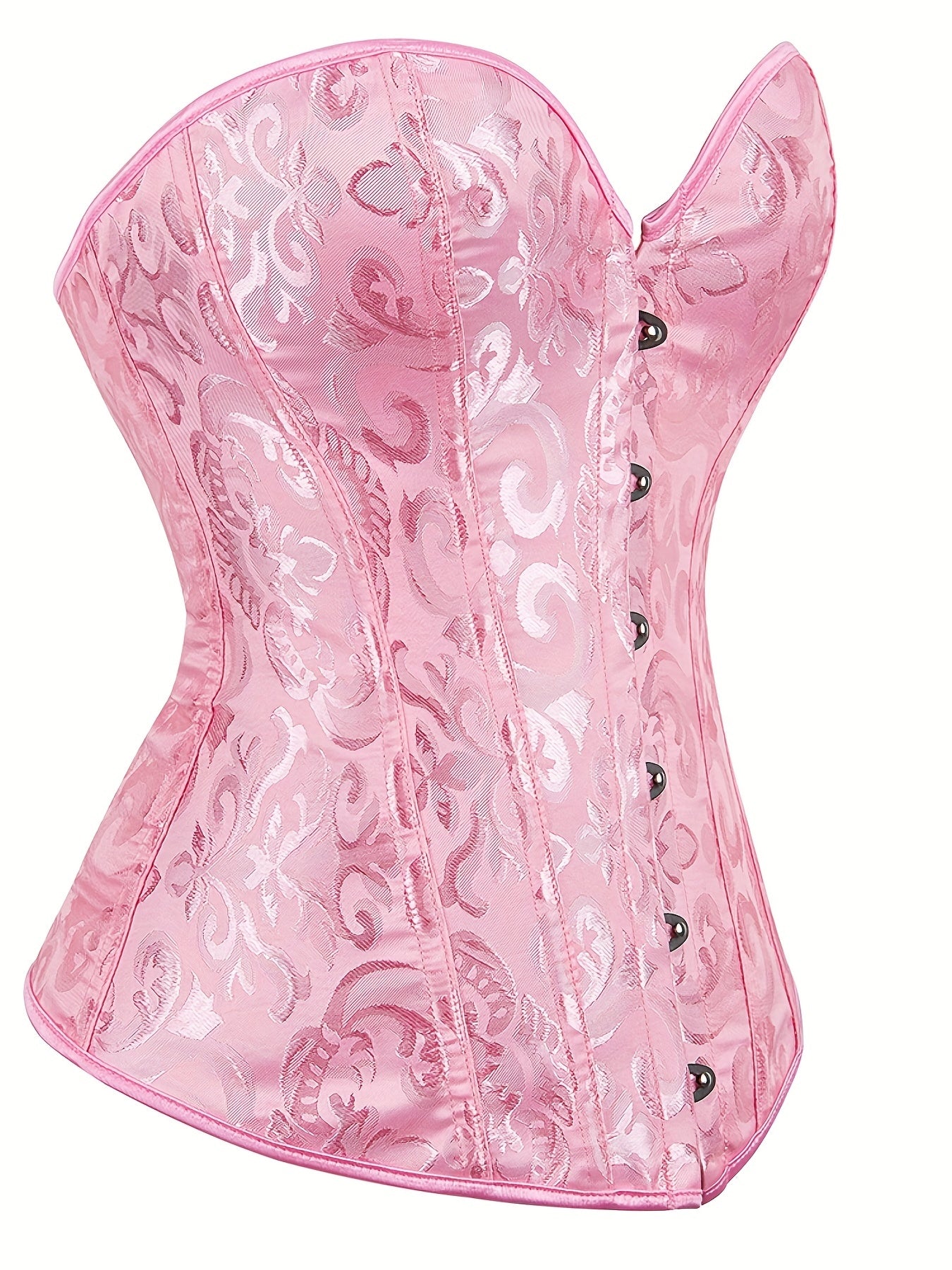 Floral Jacquard Lace Up Back Underbust Corset