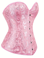 Floral Jacquard Lace Up Back Underbust Corset