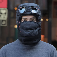 Windproof Warm Hat With Goggles And Ear Protection Plush Coldproof Hat