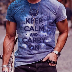 Men's Keep Calm and Carry On Print Short Sleeve T-shirt
