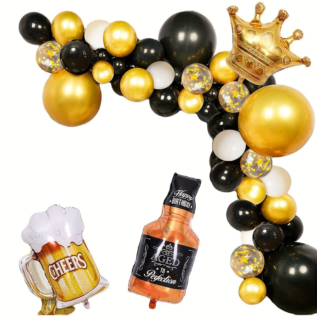 Golden Flower Garland Balloon Arch Kit Whiskey Bottle Beer Cup Balloons