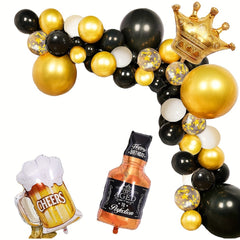 Golden Flower Garland Balloon Arch Kit Whiskey Bottle Beer Cup Balloons