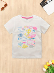 Girl's Cute Cartoon T-shirt for Summer Outings