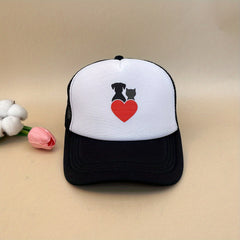 Puppy Heart Print Trucker Hat Lightweight Breathable Baseball Cap