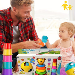 Stacking & Nesting Cups Toy Set Sensory Play Early Learning Plastic Novelty Toy