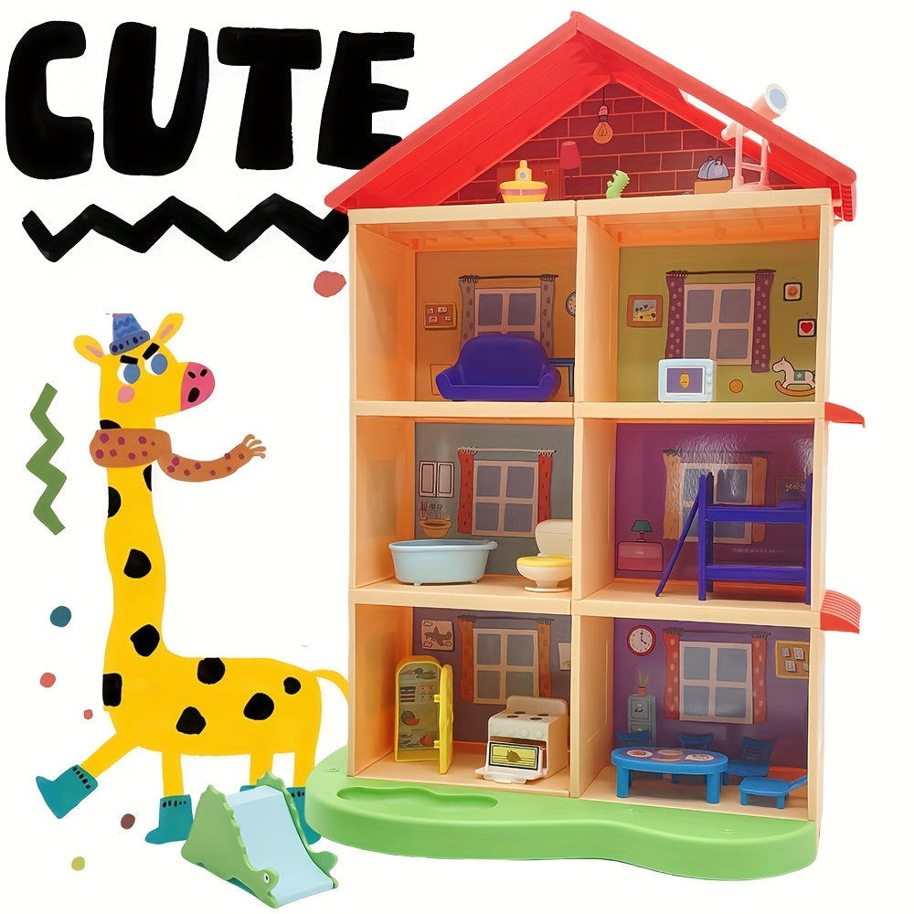 3 Tier Villa Building Set for Kids Dollhouse & Furniture Accessories Toy