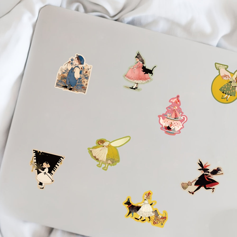 50pcs Cartoon Fairy Tale Girl Series Stickers For DIY Decoration