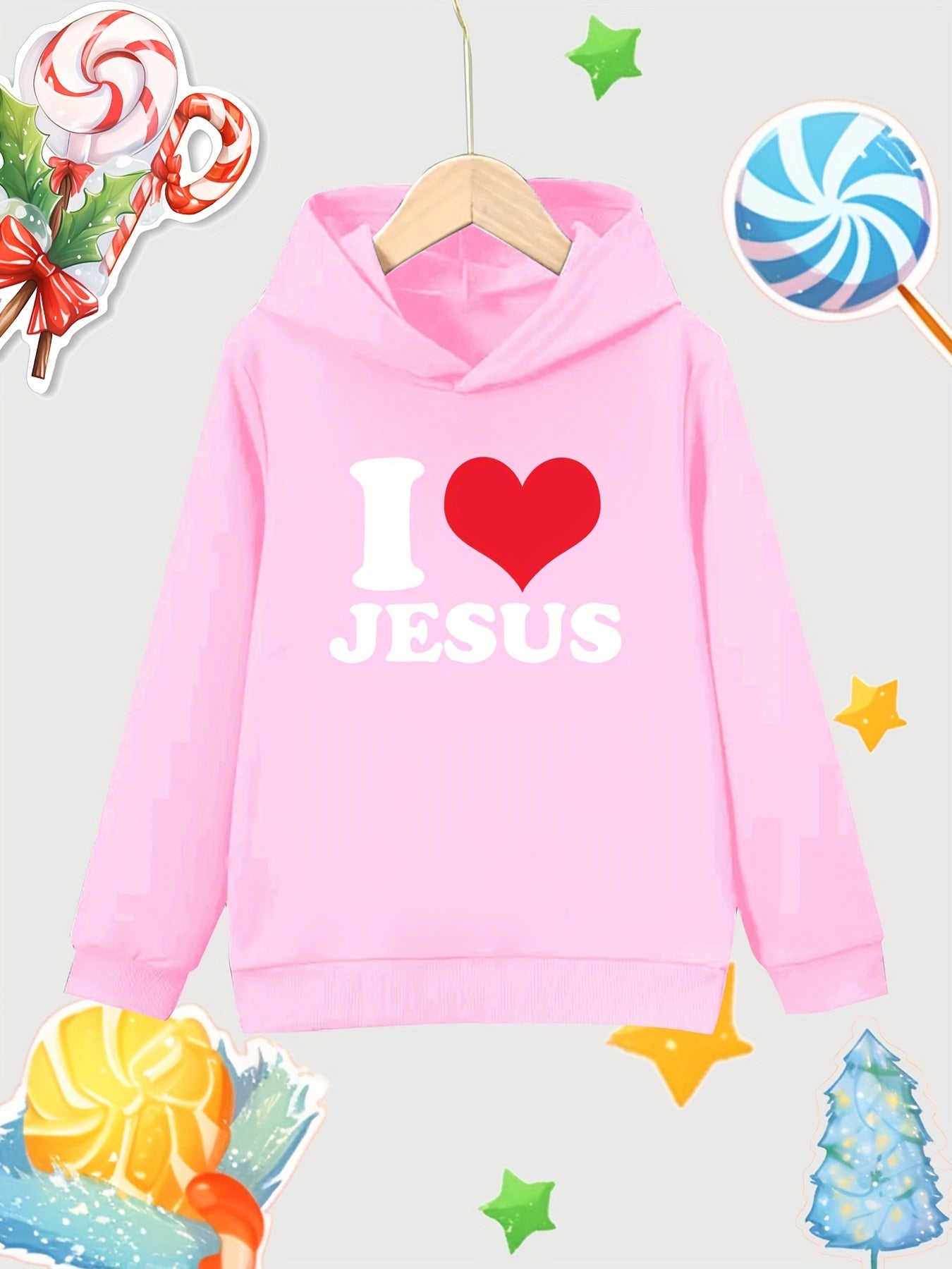 God Print Girls Cotton Hoodie for Autumn Winter