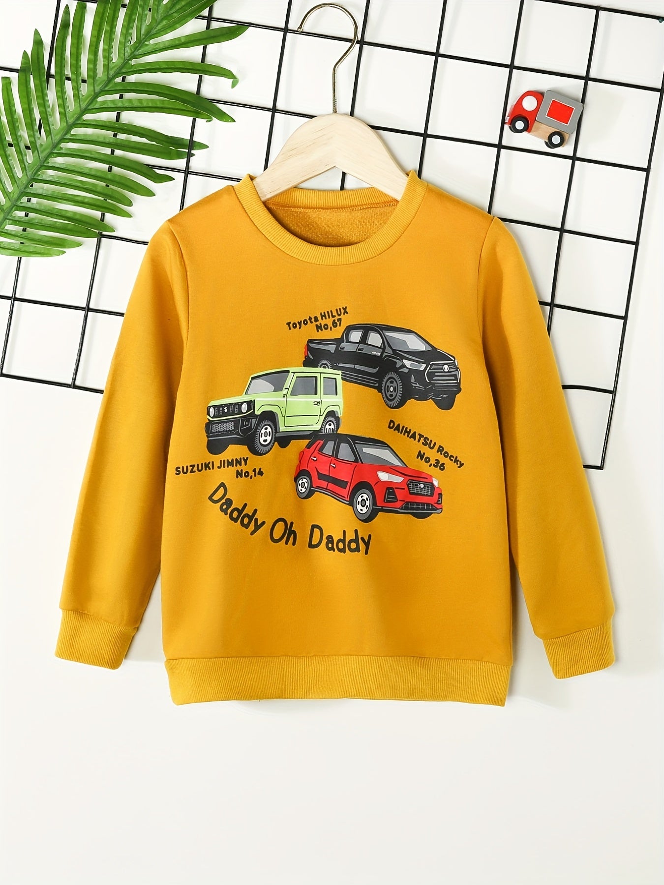 Boys Cars Print Crew Neck Sweatshirt