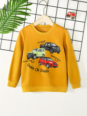 Boys Cars Print Crew Neck Sweatshirt