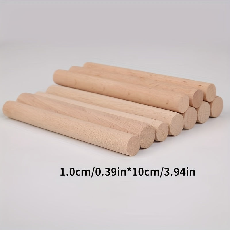5pcs 1.0cm Solid Wood Round Stick Beech Wood 3.94in Tapestry Wooden Stick