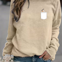 Goose Print Sweatshirt Casual Long Sleeve Crew Neck Sweatshirt