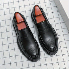 Men's Carved Style Business Shoes Slip On Low Top Classic