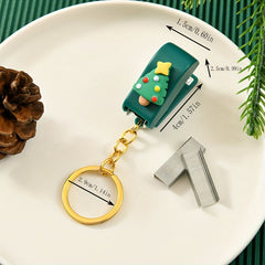 Christmas Cartoon Mini Stapler with Key Chain, Christmas Gift