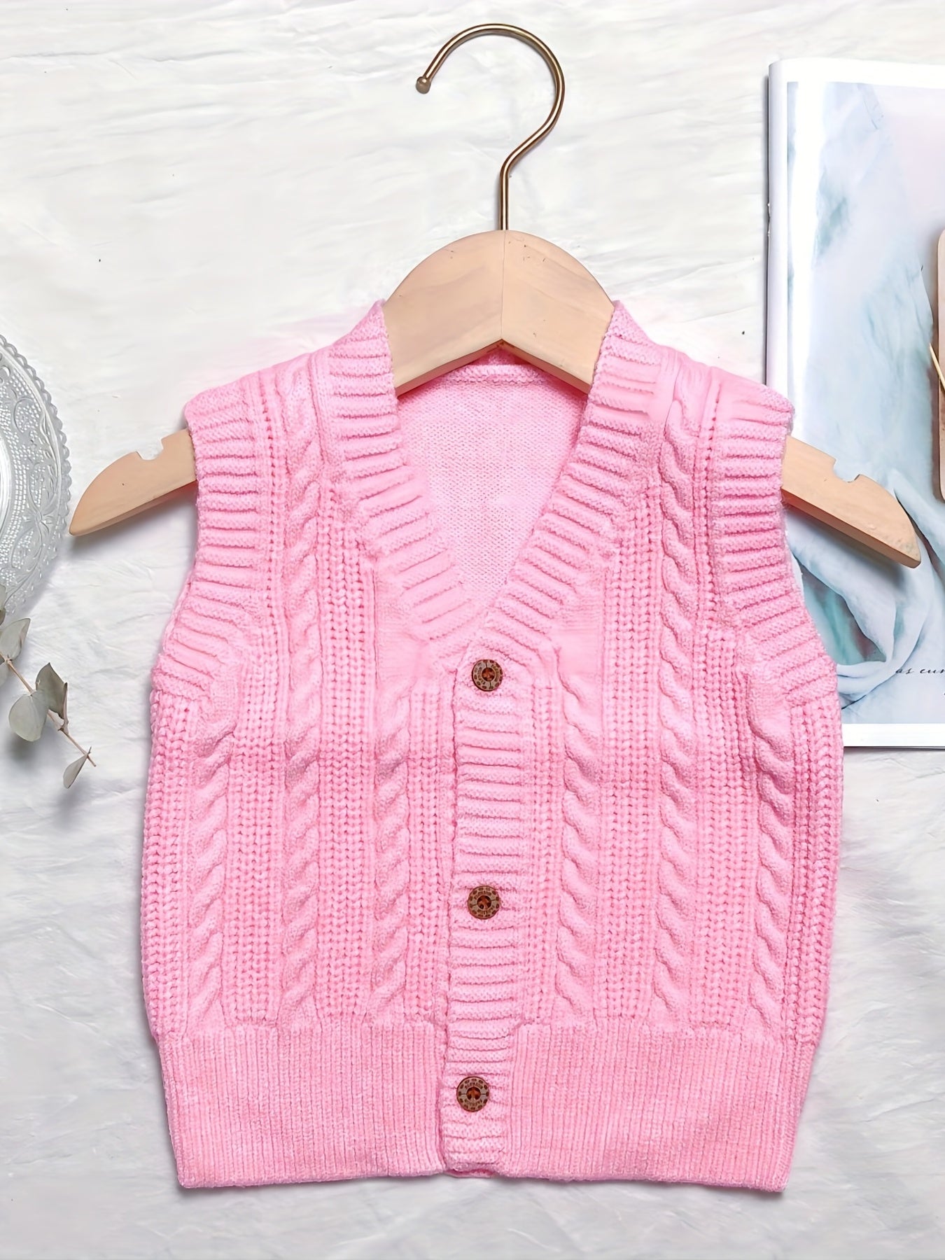 Baby Girl V Neck Knitted Sweater Cardigan Vest