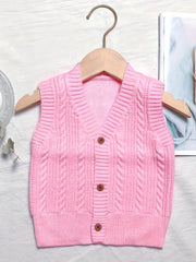 Baby Girl V Neck Knitted Sweater Cardigan Vest