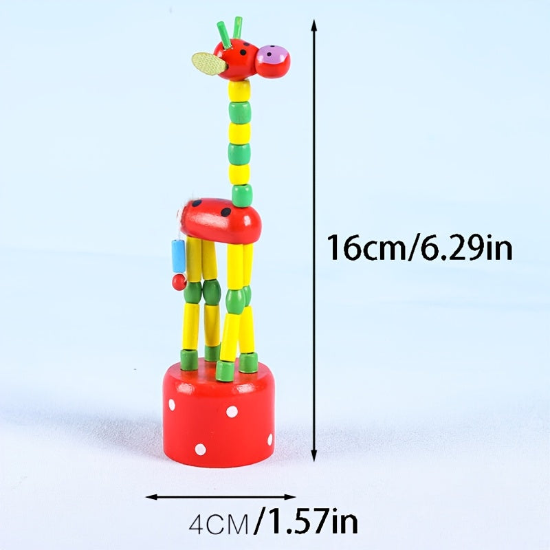 4pcs Swing Station Bucket Animal Finger Toy Wooden Giraffe Dance Toy