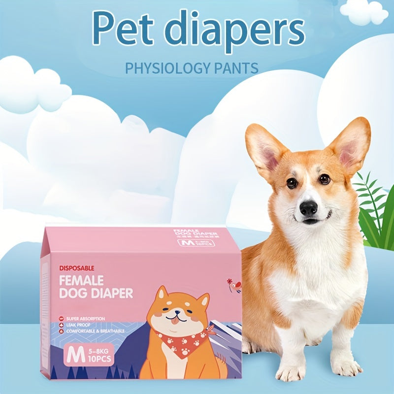 10pcs Disposable Pet Diapers Leak Proof Physiological Pants