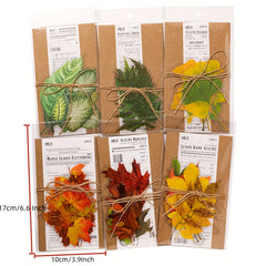 10pcs Retro PET Ink Large Sticker Fall Leaves Simulation Plants Leaf Dec