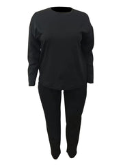 Solid Long Sleeve Top & Pants Outfit Set