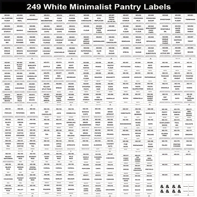 Minimalist Pantry Labels for Food Containers