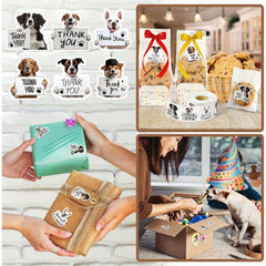 200pc Dog Thank You Stickers Adorable Puppy Labels for Small Business Packaging