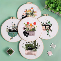 Cat Embroidery Kit Cross Stitch For Beginners DIY Hand Embroidery
