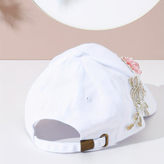 3D Flower Decor Embroidery Baseball Cap Adjustable Sun Hat