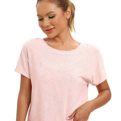 Sports Yoga Short Sleeve T Shirt Solid Casual Workout Running Top