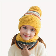 Kids Winter Knitted Hat & Scarf Set, Ages 4-10
